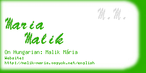 maria malik business card